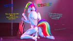 3d_(artwork) absurd_res anthro anthrofied balls blue_body bodily_fluids crossgender cum dialogue digital_media_(artwork) electric_guitar english_text equid equine feet friendship_is_magic ftm_crossgender genital_fluids genitals guitar hair hasbro hi_res kneeling male mammal multicolored_hair multicolored_tail musical_instrument my_little_pony mythological_creature mythological_equine mythology offscreen_character pegasus penis plucked_string_instrument rainbow_dash_(mlp) rainbow_hair rainbow_tail solo stage string_instrument tail text unie wings