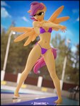 3:4 3d_(artwork) absurd_res anthro anthrofied bikini black_border border breasts clothing digital_media_(artwork) equid equine eyewear feathers female friendship_is_magic hair hasbro hi_res mammal my_little_pony mythological_creature mythological_equine mythology navel orange_body orange_feathers pegasus purple_hair scootaloo_(mlp) side-tie_bikini side-tie_clothing side-tie_swimwear steamyart string_bikini sunglasses swimming_pool swimwear two-piece_swimsuit wings