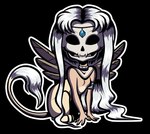 armlet bianka_(oracle_sphinx) bone breasts collar crown eyeless featureless_breasts felid female feral hair headgear mammal mythological_creature mythological_sphinx mythology oracle_sphinx paws skull skull_head solo tail tail_tuft tiara tuft white_hair wings