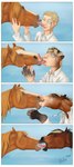 2018 absurd_res ambiguous_gender bestiality black_mane blonde_hair blonde_mane blue_background blue_eyes bodily_fluids brown_body brown_eyes clothed clothing comic dated duo equid equine extreme_french_kiss eyes_closed eyewear feral feral_on_feral french_kissing hair hi_res horse human human_on_feral human_to_feral interspecies kissing licking licking_another male male/ambiguous mammal mane monocle open_mouth open_smile orange_mane rufciu saliva sequence short_hair signature simple_background smile species_transformation tan_body tan_skin tongue topwear transformation white_clothing white_topwear