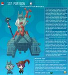 armor breasts chibi clothed clothing english_text female generation_1_pokemon hair headgear headwear helmet hi_res human humanoid kinkymation male mammal nintendo pokemon pokemon_(species) pokemorph porygon staff text white_hair