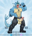 2021 abs alternative_fashion anthro anthrofied aquatic_dragon arm_tattoo balls belt biceps big_balls big_penis blue_body blue_scales bone boots bottomwear bracelet chaps clothed clothing crotchless_bottomwear crotchless_clothing crotchless_pants dragon electronics erection eyes_closed facial_hair fin fin_piercing footwear frenum_ladder frenum_piercing furgonomics furry-specific_piercing generation_1_pokemon generation_3_pokemon genital_piercing genitals gyarados hi_res horn humanoid_genitalia humanoid_penis jewelry ladder_piercing leather leather_boots leather_bottomwear leather_clothing leather_daddy leather_footwear leather_pants lightning_bolt long_tail lovkuma male marine metalhead microphone multicolored_body multicolored_scales muscular muscular_anthro muscular_male mustache mythological_creature mythological_scalie mythology nintendo nipple_chain nipple_piercing nipples pants pecs penis penis_piercing piercing pokemon pokemon_(species) pokemorph prince_albert_piercing pyrotechnics rock_out_with_your_cock_out rock_star rockstar scales scalie scrotum_piercing shoes signature singing skull solo solrock speaker spiked_bracelet spikes spray tail tail_fin tan_body tan_scales tattoo text topless triceps two_tone_body two_tone_scales