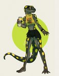 2022 4_fingers 4_toes amphibian anthro biped brown_eyes clothed clothing digital_media_(artwork) feet female fingers fivel hi_res markings mole_salamander salamander smile solo spots spotted_body spotted_salamander spotted_skin standing tail toes