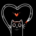 1:1 8-bit :< ambiguous_gender black_and_white_and_red black_background blood bodily_fluids bratos123 colored_line_art different_strokes_gallery digital_media_(artwork) domestic_cat ears_up felid feline felis feral heart_symbol knife_tail long_tail looking_at_viewer mammal oekaki red_monochrome red_spot_color restricted_palette shaded simple_background solo soul_devouring_eyes stare sweetdummie tail whiskers white_line_art wide_eyed