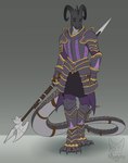 absurd_res anthro armor halberd hi_res knight kobold long_tail male melee_weapon mystery_(artist) polearm scalie simple_background solo standing tail warrior weapon