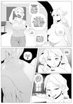 absurd_res aiden_(corablue) alison_(corablue) anthro areola big_breasts bodily_fluids bovid bovine braided_hair braided_ponytail breastfeeding breasts breasts_and_teats cattle clothed clothing coffee_mug comic corablue daughter_(lore) dialogue duo english_text female female/female fully_clothed greyscale hair hi_res holding_breast huge_breasts human incest_(lore) lactating mammal monochrome mother_(lore) mother_and_child_(lore) mother_and_daughter_(lore) nipple_fetish nipple_play nipple_suck nipples nude parent_(lore) parent_and_child_(lore) parent_and_daughter_(lore) ponytail speech_bubble sucking teats text tongue tongue_out udders