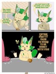 3:4 absurd_res anthro canid canine comic confident dialogue digital_drawing_(artwork) digital_media_(artwork) eeveelution english_text flamberry_(artist) fur generation_4_pokemon generation_5_pokemon hair hi_res ibispaint_(artwork) leafeon lyennan_venizee_flare_(flamberry) male mammal maya_lin_(flamberry) mienfoo nintendo open_mouth pokemon pokemon_(species) simple_background smile solo tan_body tan_fur text