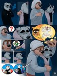 3:4 animal_crossing anthro black_clothing bodi_(rock_dog) brown_body brown_fur canid canine canis clothing comforting comic dialogue domestic_dog duo eclipticafusion fur genitals gesture hi_res hug k.k._slider khampa_(rock_dog) male male/male mammal mastiff molosser night nintendo one_eye_closed penis pictographics question_mark riff_(rock_dog) rock_dog shrug skozz_(rock_dog) smile towel towel_on_head watermark white_body white_fur