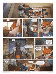 2018 absurd_res anthro anthro_on_anthro balls black_body black_fur bottle bottomless bottomwear bovid bovine canid canine clock clothed clothing comic container detailed_background dialogue digital_media_(artwork) digitigrade dipstick_tail duo english_text fellatio fox fur furniture genitals gloves_(marking) half-closed_eyes head_in_crotch hi_res horn humanoid_genitalia humanoid_penis inside interspecies jayden_coultier_(zaush) larger_male leg_markings looking_pleasured male male/male male_penetrated male_penetrating male_penetrating_male mammal markings moan multicolored_body multicolored_fur multicolored_tail narrowed_eyes necktie open_clothing open_mouth open_shirt open_topwear oral oral_penetration orange_body orange_fur pants partially_clothed penetration penile penis penis_in_mouth red_fox sex shirt sitting size_difference smaller_male smile socks_(marking) sofa sofa_sex spread_legs spreading sucking tail tail_markings tan_body tan_fur text topwear true_fox unprofessional_behavior vest watch window wristwatch zaush