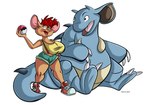 2019 anthro big_breasts biped blush bottomwear breasts buckteeth clothing cosplay digital_media_(artwork) dutch_(artist) female feral footwear generation_1_pokemon green_eyes gym_leader hair huge_breasts mammal markings misty_(dutch) misty_(pokemon) misty_the_mouse mole_(marking) mouse murid murine nidoqueen nintendo open_mouth pokeball pokemon pokemon_(species) red_hair rodent shirt shoes shorts simple_background sitting sneakers solo teeth thick_thighs topwear white_sclera