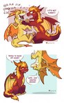 Rating: s
ID: 5601786
Date: 2025-05-27 06:31:12 -0400
Status: active
Score: 45
2020 all_fours angry annoyed blaze_(catkitte) blep blush boltron_(catkitte) catkitte comic dialogue digital_drawing_(artwork) digital_media_(artwork) dragon duo english_text feral hair hi_res laugh male mythological_creature mythological_scalie mythology red_body scales scalie semi-anthro signature smile tail text tongue tongue_out wings yellow_body yellow_scales post #5601786