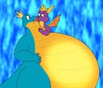 activision anthro blue_body crown dinopotamus dragon duo female fingernails fire_inflation headgear hi_res inflation lipstick makeup male male/female mythological_creature mythological_scalie mythology nails purple_body reptile scalie sorceress_(spyro) spyro spyro_the_dragon wings wolfox90210 yellow_body