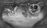 5:3 ambiguous_gender anthro anthro_pred bodily_fluids cock_vore cum cum_vore digestion duo genital_fluids genitals gnar_(lol) imminent_death imminent_digestion internal kled_(lol) league_of_legends melting monochrome multiple_prey newtrabbit penile penis riot_games tencent vore worried yordle