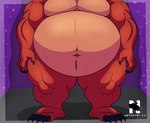 2024 anthro belly big_belly canid canine claws curtains five_nights_at_freddy's fox foxy_(fnaf) front_view full-length_portrait fur hi_res male mammal musclegut muscular muscular_arms navel nude obese obese_anthro obese_male overweight overweight_anthro overweight_male pecs portrait scottgames signature solo sparkles standing zangokunatenshi