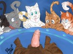 anthro balls bodily_fluids cats_(movie) cats_(musical) demeter_(cats) domestic_cat dripping drooling felid feline felis female first_person_view genital_fluids genitals group hi_res humanoid_genitalia humanoid_penis jellyorum looking_down male male_pov mammal mr._mistoffelees penis precum precum_drip pteri_(artist) rum_tum_tugger saliva sillabub_(cats) tabby_cat tail tongue tongue_out tuxedo_cat victoria_(cats) whiskers