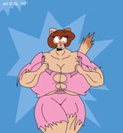 2010 anthro big_breasts big_muscles blush bottomwear breasts brown_hair clothed clothing copyright_symbol digital_media_(artwork) domestic_cat felid feline felis female hair huge_breasts huge_muscles hyper hyper_breasts hyper_muscles lizy_(satsumalord) mammal muscular muscular_anthro muscular_female open_mouth pajamas satsumalord solo symbol topwear torn_bottomwear torn_clothing torn_topwear