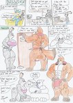 abs anthro arctic_fox balls big_balls big_breasts big_muscles blush bottomwear breasts canid canine clothing comic dialogue dirtyredpaint disney english_text female fox genitals group hi_res jack_savage judy_hopps lagomorph leporid male male/female mammal muscular muscular_female muscular_male nick_wilde pants rabbit red_fox shirt skye_(zootopia) speech_bubble text topwear true_fox zootopia