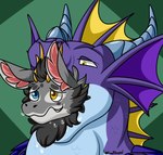 absurd_res almost_fully_inside anthro bitvoid body_in_mouth dragon duo feet_first foodshaped fur heterochromia hi_res horn male male/male mythological_creature mythological_scalie mythology oral_vore peq_(peq42) saliva_on_face scalie vore