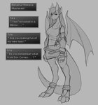 after_transformation alternate_species anthro big_breasts breasts clothed clothing dialogue digital_drawing_(artwork) digital_media_(artwork) dragon ear_piercing english_text female final_fantasy final_fantasy_vii hi_res horn looking_at_viewer membrane_(anatomy) membranous_wings monochrome mythological_creature mythological_scalie mythology non-mammal_breasts piercing scalie solo square_enix tail talking_to_viewer text tifa_lockhart watsup wings