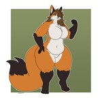 1:1 anthro belly belly_expansion belly_overhang bent_arm big_breasts big_butt black_body black_fur breast_expansion breasts butt butt_from_the_front canid canine cheeki curvy_anthro curvy_figure digitigrade embarrassed expansion eyelashes featureless_breasts featureless_crotch female fit_to_fat fox fur fuzz_(fuzzmaster98) hair hair_over_eye hand_on_hip hi_res long_hair love_handles mammal open_mouth orange_body orange_fur overweight overweight_anthro overweight_female plumping red_fox solo thick_arms thick_thighs thigh_expansion trans_(lore) trans_woman_(lore) true_fox voluptuous voluptuous_female weight_gain white_body white_fur wide_hips worried