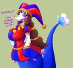 Rating: s
ID: 4769115
Date: 2024-05-07 17:58:20 -0400
Status: active
Score: 63
2024 alternate_species alyrise anthro asking_viewer big_breasts blue_body blue_eyes blue_text blush blush_stickers breasts brown_hair button_(fastener) clothed clothing dialogue digital_media_(artwork) digital_painting_(artwork) dress english_text eyeliner female fin fool's_hat generation_7_pokemon glitch_productions green_background hair hand_on_breast hat headgear headwear jester kink_shaming looking_away looking_up makeup mammal marine multicolored_eyes nintendo open_mouth open_smile painting_(artwork) pinniped pinwheel_eyes pokemon pokemon_(species) pomni_(tadc) ponytail primarina puffy_sleeves pupils question_mark red_eyes simple_background smile solo text the_amazing_digital_circus unusual_pupils white_body post #4769115