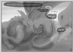 absurd_res anal anal_vore anthro bodily_fluids border bunsen cum digital_media_(artwork) digitigrade dragon duo english_text european_mythology feral firondraak genital_fluids genitals grey_border hi_res male male/male membrane_(anatomy) membranous_wings messy monochrome mythological_creature mythological_scalie mythology nolow penis quadruped scalie size_difference tail text vore western_dragon wings