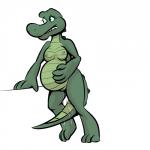 1:1 2018 alligator alligatorid angie_(study_partners) anthro belly big_belly breasts crocodilian female genitals labor nipples non-mammal_breasts non-mammal_nipples nude pregnant pregnant_anthro pregnant_female pussy reptile scalie simple_background solo study_partners thunderouserections white_background