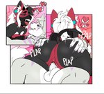 2_panel_comic absurd_res anthro anthro_on_anthro anthro_penetrated anthro_penetrating anthro_penetrating_anthro balls bedroom_eyes black_body black_fur butt butt_grab canid canine canis cowgirl_position curved_horn cutaway demon domestic_cat duo ear_piercing erection facial_piercing fangs felid feline felis female female_penetrated frenum_ladder frenum_piercing from_front_position fur gauged_ear genital_piercing genitals gold_fang grey_body grey_fur hair half-closed_eyes hand_on_butt heart_symbol hi_res horn humanoid_genitalia humanoid_penis ladder_piercing looking_pleasured male male/female male_penetrating male_penetrating_female mammal markings narrowed_eyes nose_piercing nose_ring nude on_bottom on_top oolong_(oolongmatchatea) open_mouth open_smile penetration penile penile_penetration penis penis_in_pussy penis_piercing piercing purple_markings purple_stripes red_body red_fur ring_piercing seductive sex shi_(oolongmatchatea) simple_background smile smirk smug smug_face sparkibarki striped_body striped_fur stripes tail tail_tuft teeth tongue tongue_out tuft vaginal vaginal_penetration white_body white_fur white_hair wolf