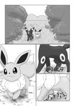 absurd_res ambiguous_gender black_and_white closed_smile comic dipstick_tail dokuase duo ear_markings eevee eeveelution english_text facial_markings feral forehead_markings fur generation_1_pokemon generation_2_pokemon grass greyscale hard_translated head_markings hi_res leg_markings low-angle_view markings monochrome mountain mouth_closed multicolored_body multicolored_fur neck_tuft nintendo plant pokemon pokemon_(species) right_to_left ring_(marking) simple_background smile tail tail_markings text text_box third-party_edit translated translation_edit tree tuft two_tone_body two_tone_fur umbreon walking white_background