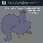 1:1 2024 anthro big_butt big_tail biped black_body black_butt black_fur black_tail butt dialogue dimitry_(itisd) dimka_(itisd) english_text fur furniture grey_background hi_res huge_butt huge_thighs itisd9 looking_back male male_(lore) monster nude q&a rear_view shadow simple_background sitting solo stool tail text thick_thighs unimpressed