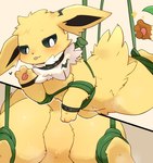 2022 absurd_res ambiguous_feral ambiguous_gender bdsm blep blush bondage bound claws digital_media_(artwork) disembodied_hand duo eeveelution featureless_crotch feral fur generation_1_pokemon generation_4_pokemon hi_res jolteon kemono kyameta leafeon looking_at_viewer mammal nintendo null paws pokemon pokemon_(species) restraints rope rope_bondage rope_harness smile solo_focus tongue tongue_out