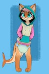 2024 anthro barbel_(anatomy) blue_eyes bodily_fluids carpet_shark clothed clothing diaper digital_drawing_(artwork) digital_media_(artwork) fin fish furgonomics furry-specific_piercing genital_fluids gills ginglymostomatid hair hammymushpants hand_in_pocket hi_res hoodie looking_at_viewer male marine markings nurse_shark orange_body partially_clothed phio piercing pink_hair pockets shark solo standing striped_markings striped_tail stripes tail tail_fin tail_markings tail_piercing topwear unclean_diaper urine used_diaper wearing_diaper wet_diaper