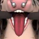 alternative_fashion anthro bodily_fluids bovid bovine cattle digital_media_(artwork) drooling emo female ghostly hair mammal milky moo mouth mouth_shot nikchan nom open_mouth piercing playing saliva slightly_chubby solo teeth throat tongue wet_hair