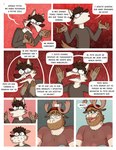 angry anthro beard bodily_fluids brown_hair canid canine canis clothing comic deer dialogue embarrassed english_text eyewear facial_hair glasses hair hat headgear headwear hi_res leo_(nardodraws) male mammal moose nardodraws nervous_smile new_world_deer open_mouth rodney_(nardodraws) scared_face shirt spanish_text speech_bubble sweat text topwear translated wet wet_clothing wet_shirt wet_topwear wolf