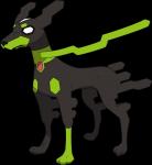 2015 alpha_channel ambiguous_gender black_body black_skin canid canine empty_eyes feral generation_7_pokemon green_body green_skin hi_res ken_sugimori legendary_pokemon mammal nintendo nude official_art paws pokemon pokemon_(species) red_body red_skin simple_background solo transparent_background white_eyes zygarde zygarde_10_forme