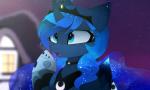 2018 blue_eyes cosmic_feathers cosmic_hair digital_media_(artwork) equid equine ethereal_hair eyelashes feathered_wings feathers female feral friendship_is_magic hasbro hooves horn magnaluna mammal my_little_pony mythological_creature mythological_equine mythology night outside princess_luna_(mlp) pseudo_hair sky solo star starry_sky winged_unicorn wings