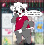 alpha_channel anthro bear border dialogue english_text female furtastic genitals giant_panda hi_res kokumi-kun mammal mascot presenting pussy solo standing text transparent_border upload_policy_2.7 xenoyia