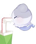 absurd_res ambiguous_gender bendy_straw bodily_fluids drinking drinking_milk drinking_straw eyes_closed ghost hi_res honkai:_star_rail mihoyo milk milk_carton milk_container not_furry simple_background solo spirit sucking tears terzeebo white_background white_body wubbaboo_(honkai:_star_rail) ziterbo