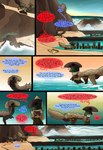 absurd_res ambiguous_gender amputee aquaculture comic dialogue dinosaur disability dragon dragonscape drekir dromaeosaurid english_text fantasy feral garat_(thepatchedragon) hi_res missing_leg mythological_creature mythological_scalie mythology prehistoric_species reptile scalie seaside tail text thepatchedragon theropod