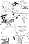 2024 anthro bear bepo_(one_piece) black_border blush bodily_fluids border clothing comic crying dialogue duo ear_piercing ear_ring english_text eyes_closed hat headgear headwear hi_res human i_love_you male mammal minkmen_(one_piece) monochrome nekokat42 one_piece overweight piercing polar_bear ring_piercing shirt tears text topwear trafalgar_law ursine