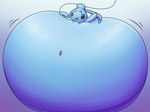 2024 air_inflation ambiguous_gender belly belly_expansion belly_squish big_belly black_sclera blue_background blue_body bodily_fluids body_gem colored digital_media_(artwork) expansion gem generation_4_pokemon green_hose hi_res hose hose_in_mouth hose_inflation huge_belly hyper hyper_belly hyper_inflation immobile inflation legendary_pokemon motion_lines nintendo one_eye_closed phione poipole98 pokemon pokemon_(species) red_gem red_gem_in_body shaded simple_background solo squish sweat sweatdrop swelling white_eyes worried