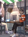 Rating: s
ID: 3925174
Date: 2023-03-12 06:56:05 -0400
Status: active
Score: 28
2021 :3 absurd_res anthro awning belt black_bottomwear black_clothing black_nose black_pants bottomwear brand_parody brown_eyes cafe canid canine canis cellphone chair cheek_tuft claws clock clothing computer container coyote crossed_legs cup detailed_background drinking drinking_straw duo electronics error_message eyewear eyewear_on_head facial_tuft fingerless_gloves footwear furniture glasses glasses_on_head gloves grey_hair hair handwear hi_res highlights_(coloring) holding_cellphone holding_container holding_cup holding_glass holding_object holding_phone holding_smartphone ice ice_cube inner_ear_fluff jeff_major_(neo-me) lagomorph laptop leporid light light_bulb lighting looking_at_cellphone looking_at_monitor looking_at_object looking_at_phone male mammal on_chair outside pants pattern_clothing pattern_shirt pattern_topwear pawprint_print phone portrait rabbit raining ricky945 shelter shirt shoes sign sitting smartphone smile solo_focus starbucks striped_clothing striped_shirt striped_topwear stripes table tea_cup topwear tuft watch water white_clothing white_footwear white_highlights white_shoes wristwatch post #3925174