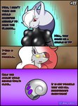 al_gx anthro black_border border breasts cave clothed clothing comic crimson_(al_gx) curvy_figure dialogue english_text fan_character female freckles generation_6_pokemon generation_8_pokemon hair hi_res hisuian_form hisuian_zoroark horn latex latex_clothing latex_skinsuit legendary_pokemon mammal mega_evolution mega_mewtwo mega_mewtwo_y megan_(al_gx) nintendo pokemon pokemon_(species) pokemon_legends_arceus purple_body red_eyes regional_form_(pokemon) rubber_clothing short_hair skinsuit story text thick_thighs tight_clothing white_hair wide_hips