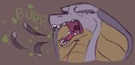 after_vore anthro anthro_pred burping cobra digital_media_(artwork) eyes_closed feathers female female_pred onomatopoeia open_mouth oral_vore reptile rubenafterhours scalie simple_background snake solo sound_effects text uvula vore