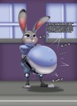 2024 absurd_res alternate_version_at_source anthro badge belly belt belt_pouch big_belly black_belt blue_bottomwear blue_clothing blue_pants blue_shirt blue_topwear blue_vest bottomwear building clothing colored dialogue digital_media_(artwork) disney english_text fancy_blue female grey_body grey_ears grey_tail hand_on_belly hand_on_hip hand_on_own_belly hand_on_own_hip hi_res huge_belly hyper hyper_belly hyper_pregnancy judy_hopps lagomorph leporid lineless mammal motion_lines navel navel_outline onomatopoeia outie_navel outside pants pink_inner_ear pink_nose police police_badge police_uniform pregnant pregnant_anthro pregnant_female purple_eyes rabbit road scut_tail shaded shirt short_tail solo sound_effects squirming tail text tight_clothing topwear unborn_kicking uniform vest wobbling zootopia