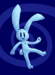 abstract_background aliasing big_ears cosmic_rabbit_(species) digital_media_(artwork) fur jwatch lagomorph leporid mammal on_one_leg rabbit smile solo standing