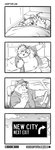 2020 absurd_res american_black_bear anthro bear bed belly black_bear bodily_fluids clothing comic delivery_(commerce) delivery_bear_service delivery_employee dressing driving eating english_text eyewear food furniture glasses hi_res kamui_shirow kermo_(kamui_shirow) kermode_bear male mammal overweight overweight_anthro overweight_male shirt solo sweat text topwear underwear ursine worried