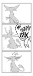 ambiguous_gender bodily_fluids comic confusion eeveelution english_text espeon feral generation_2_pokemon greyscale hi_res mind_reading monochrome nintendo pokemon pokemon_(species) psychic sincastermon solo sweat sweatdrop telek_(sincastermon) telepathy text