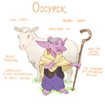 1:1 bovid caprine ear_piercing english_text female feral goblin grey_hair hair hi_res humanoid humanoid_pointy_ears mammal mature_female not_furry oscypek_(sirartwork) piercing pointy_ears profanity sheep shepherd simple_background sirartwork solo text white_background