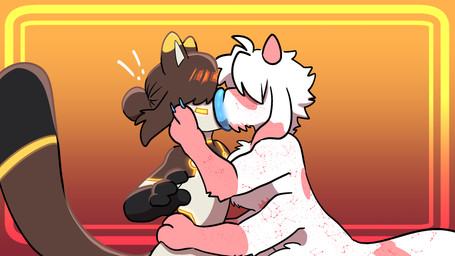 Rating: q
ID: 5605612
Date: 2025-05-28 21:54:47 -0400
Status: active
Score: 5
16:9 2_fingers 4_arms anthro black_body blue_lips bovid brown_body brown_hair caprine donut_mouth duo exclamation_point eyeless female fingers fur goat hair hands_on_waist hi_res holding_head hybrid hyper hyper_lips kiss_on_lips kissing lips male male/female mammal midnite_fsnax multi_arm multi_limb orange_background pink_body pink_fur red_background rox_(midnite_fsnax) simple_background tan_body tardigrade_taur taur thick_lips trans_(lore) trans_man_(lore) white_body white_fur widescreen yellow_body post #5605612